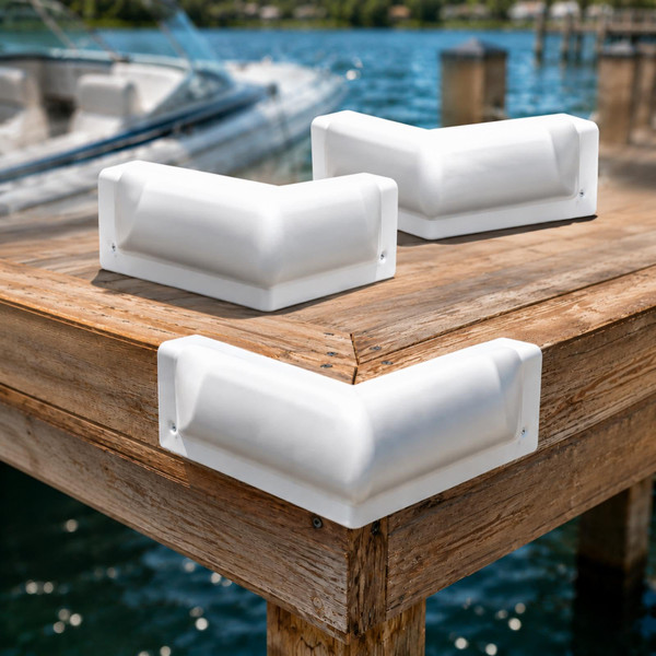 DaisyInner 2 Pack Boat Bumper Pontoon Corner Bumper Marine Corner Dock Fender Guard Boat Accessories, White Soft UV Resistant Marine Grade Vinyl, 9 x 9 x 5 Inches