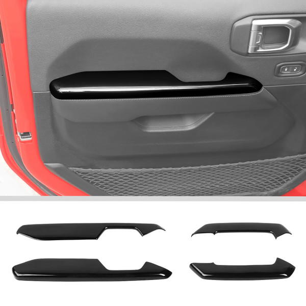JWWY Interior Door Handle Armrest Panel Trim for 2018-2026+ Jeep Wrangler JL & Gladiator JT, 4 Door, Black 4PCS, Interior Accessories