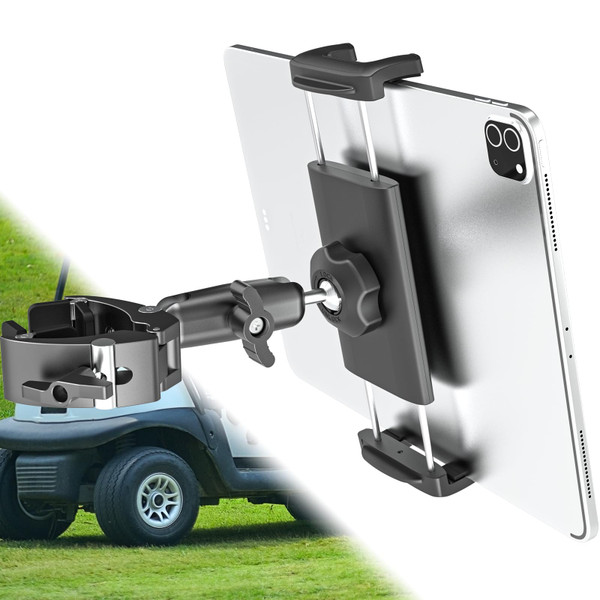 Charchendo Pro Golf Cart Series Tablet Mount - Heavy Duty Clamp for 1.1"-1.8" Tubes/Pipes, Tablet Holder with Anti-Slip Silicone, Perfect for ZGO/Club Car/Other Golf Carts, for 4-13in Devices