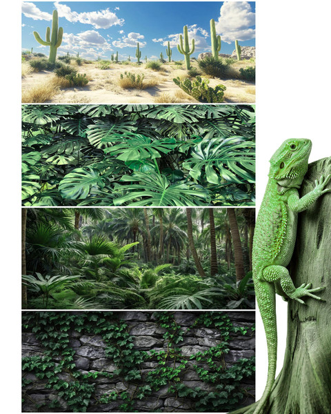 Breling 4 Pcs 36 x 18'' Reptile Tank Background 30/40/50 Gallon Tank