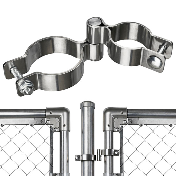 EPCEE 2 Pack 2-3/8" x 1-5/8" Chain Link Fence Gate Hinge, 304 Stainless Steel Heavy Duty Male Female Post Hinges with Bolts and Nuts