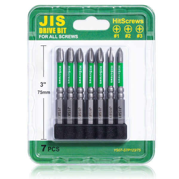 7pcs JIS Screwdriver Bit Set - 3" / 75mm - Impact Ready Japanese Cross Point Bits #1, #2, #3 - Taiwan S2 Steel, Magnetic Tips - Anti Cam-Out Repair Kit Compatible with Honda, Tamiya, Shimano