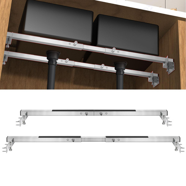 Qualward Undermount Sink Supports Brackets,Adjustable Undermount Sink Support, Stainless Steel Installation Kit for Undermount Kitchen Sink (20-55 inches)