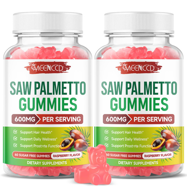 MEENCCD 2 Pack Saw Palmetto Gummies for Men & Women, Vegan, 120 Count
