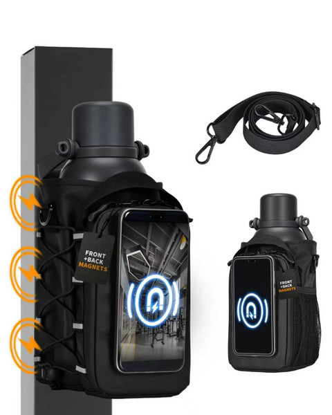 Magnetic Gym Bag for Men, Magnetic Gym Water Bottle Bag with Phone Holder