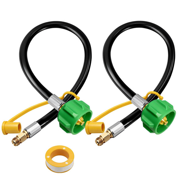 Linkstyle 2PC RV Propane Hose: 15'' QCC1 & 1/4" NPT for Dual Tank Regulator