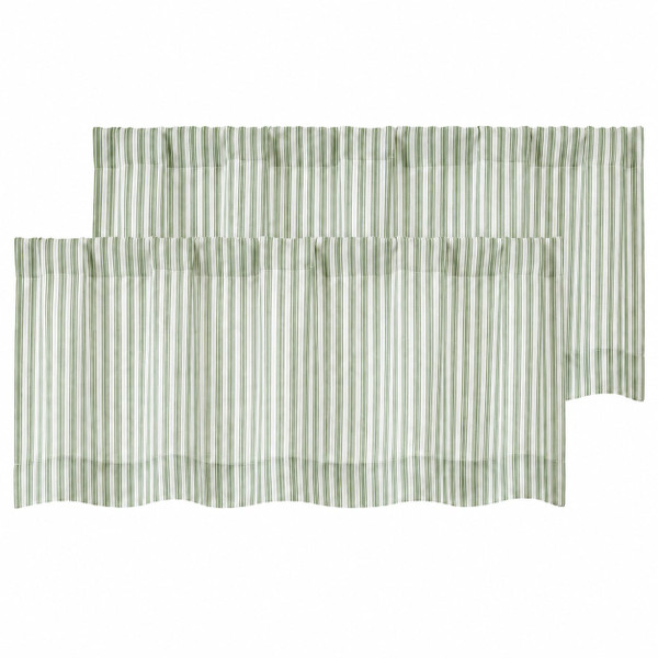 Chyhomenyc Striped Valances for Windows 14 inch, Sage Green, 2 Pieces
