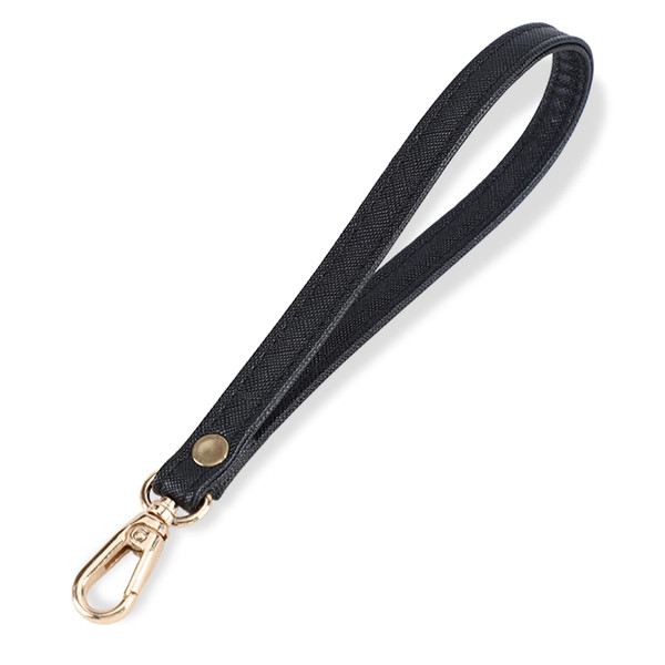 U+U Leather Wristlet Strap with Metal Buckles, Wrist Lanyard Replacement for Wallet, Purse, Keys, and ID Badge (Black & Silver)