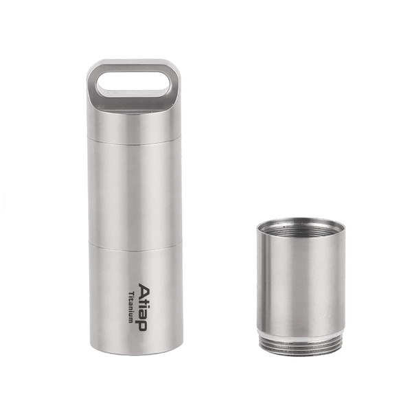ATiAP Titanium Pill Holder Keychain, Waterproof Pill Case Capsule, Airtight Emergency Pill Fob and Small Food-Grade EDC Pocket Storage Container Ta6171-2M