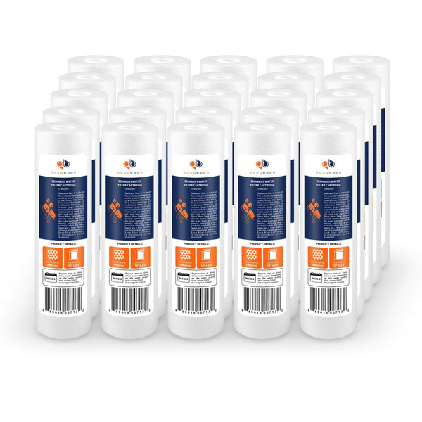 Aquaboon 5 Micron 10 x 2.5 Sediment Water Filter Replacement - 25 Pack