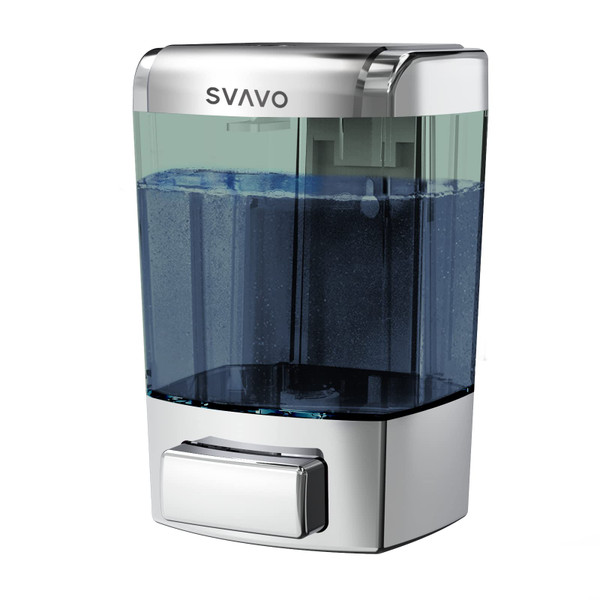 SVAVO Wall Mounted Soap Dispenser Kitchen Bathroom Manual Soap Dispenser Refillable Hand soap Dispenser for Liquid Contianers Shampoo Gel Chamber for Household Commerical 23.7oz (700ml) ABS
