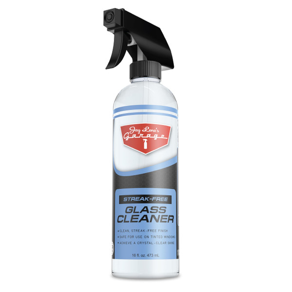 Jay Leno's Garage Glass Cleaner Spray – Streak-Free Auto Glass Cleaner for Cars, Automotive Window Cleaner for Car Windows, Windshields & Mirrors, Tint-Friendly Interior & Exterior Glass – 16 oz