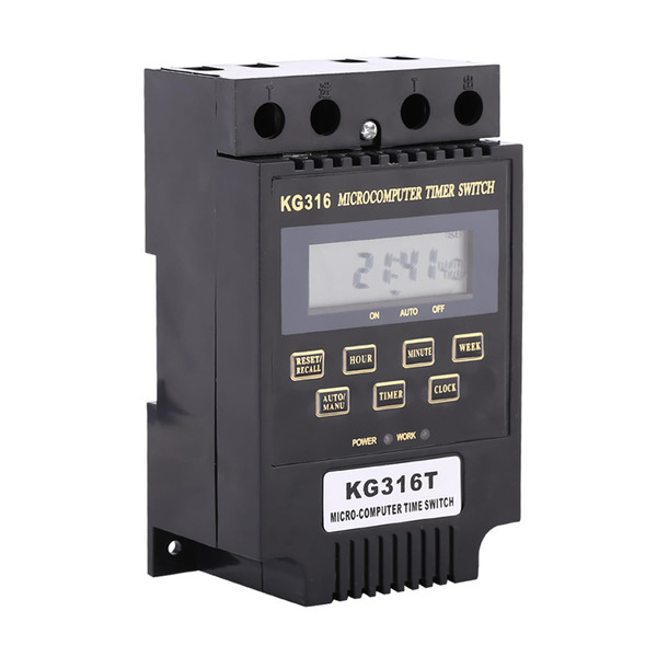 KG316T Digital Programmable Timer Switch, Microcomputer Power Relay Controller with LCD Display, 25A 110V AC, 10 On/Off Programs 1min-168h Timing for Lights Fans Motors Appliances