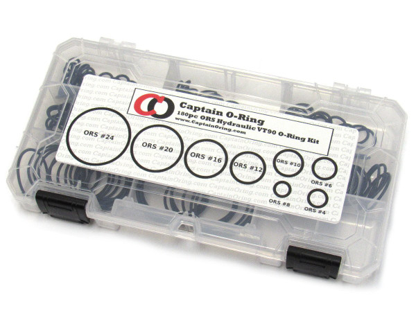 Captain O-Ring ORS/ORFS (for Flat Face Fittings) Hydraulic O-Ring Seal Kit (Viton/FKM 90-180 Piece Kit)