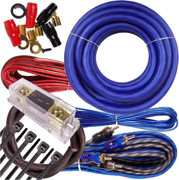 Gravity Kit Pro 0 Gauge Amplifier Wiring Installation Kit - 17 ft Power Cable, 250A ANL Fuse, Double-Shielded RCA, 4000W-7000W Car Audio Amp Kit, Red