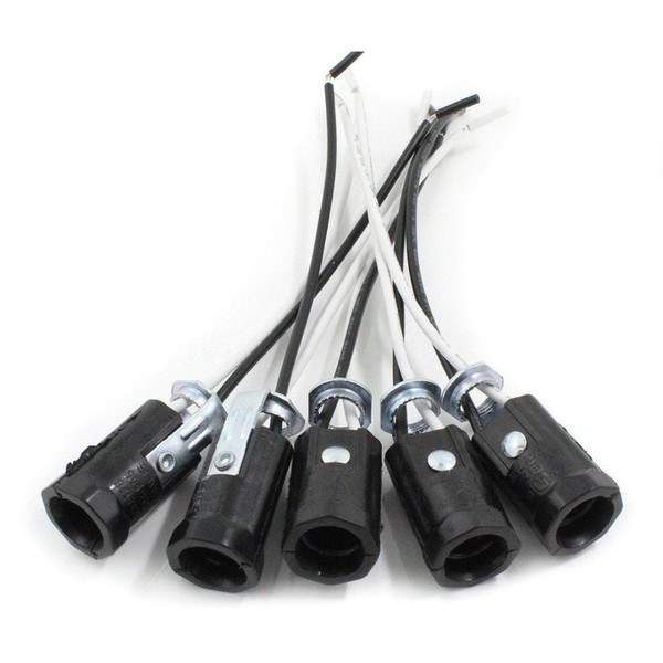 EFINEHOME 5 Pack Candelabra Socket, Black Keyless Phenolic Candelabra Base Lamp Holder Light Socket, UL Listed E12 Lamp Socket Replacement (Keyless and Wire)