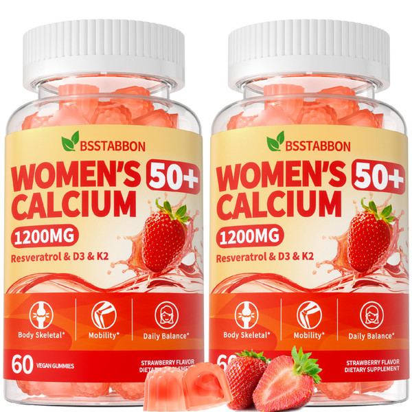 BSSTABBON 50+ Women’s Calcium Citrate Gummies: 1200mg Chewable Calcium