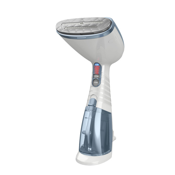 Conair Handheld Steamer for Clothes & Upholstery, 3 Attachments, White/Blue