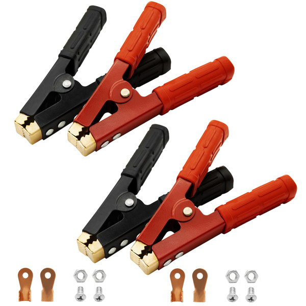 Govel 4PCS Heavy Duty Pure Copper Battery Jumper Cable Clamps (Red & Black)