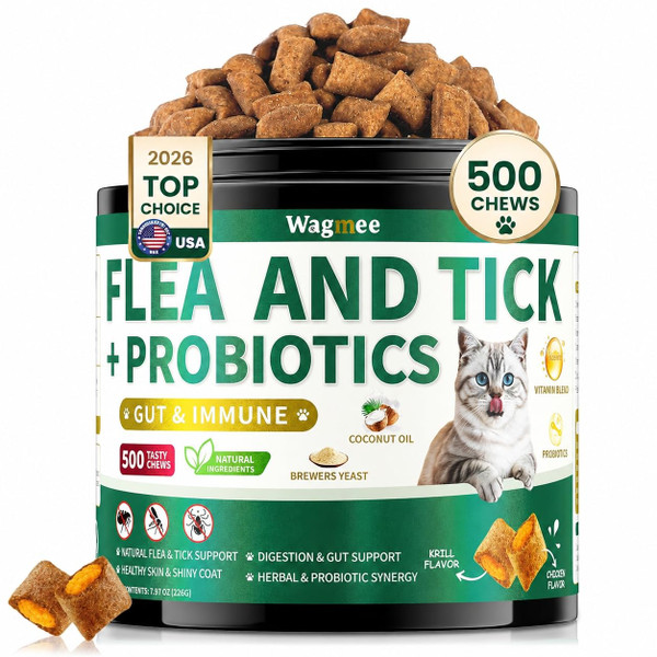 Flea and Tick Prevention for Cats Chews, 500 Crunchy & Creamy Flea Chews