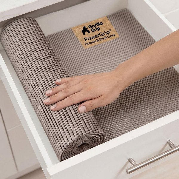 GORILLA GRIP powerGRIP Drawer Shelf and Cabinet Liner, 12"x30', Beige
