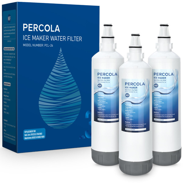 PERCOLA 7012333/7042803/K00374/K00374001 Ice Maker Water Filter, 3-Pack
