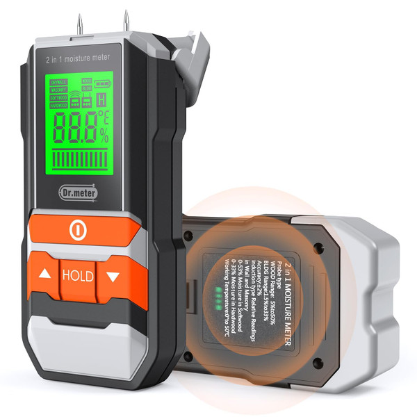 Dr.meter 2 in 1 Pin & Pinless Wood Moisture Meter for Wood Drywall