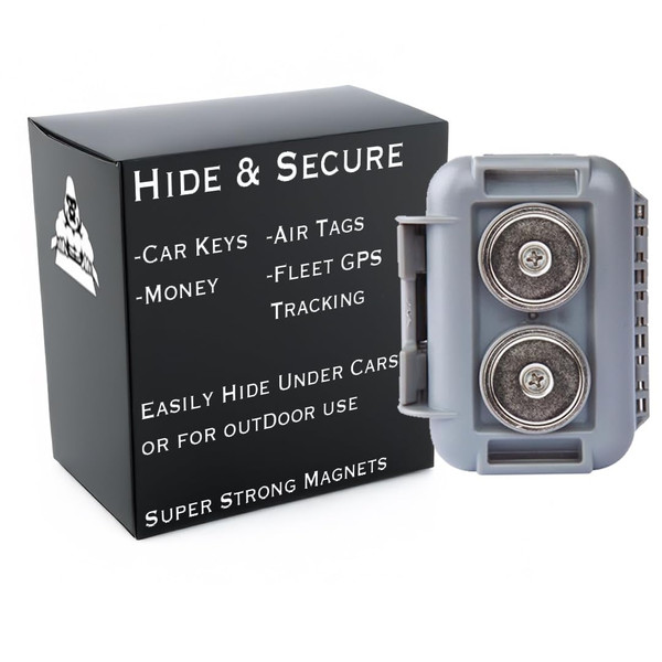 Hide a Key Outside with our Grey Magnetic Box, Our Waterproof Air-Tight Magnetic Key Box for Under Car Stays Secure with 2 Strong Neodymium Magnets