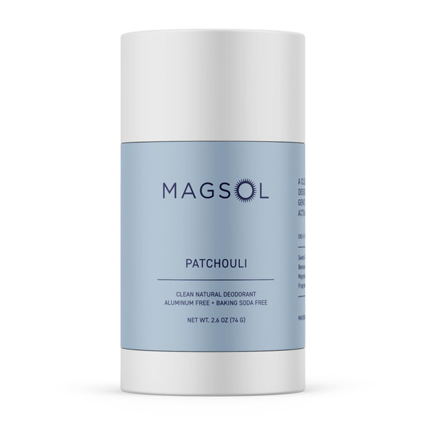 MAGSOL Magnesium Deodorant for Men, Aluminum Free, Baking Soda Free Natural Deodorant for Sensitive Skin, Long Lasting Odor Protection with Sweet Almond Oil, Patchouli 2.6 oz