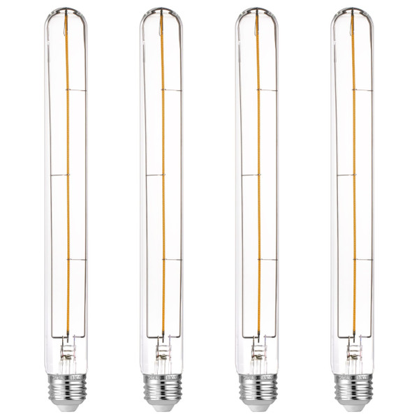FLSNT T10/ T30 Dimmable LED Edison Bulbs, 9.4" Decorative LED Long Light Bulbs for Wall Sconces, Mirror Lamps, 90+ High CRI, 2700K Soft White, E26 Base, 4W (40W Equiv.), 350LM, Clear Glass, Pack of 4