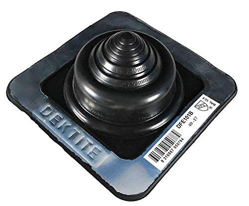 Dektite Metal Roof Pipe Flashing Boots Kit - Comes With Free Screws, Hex Bit Diver, and Pair of Nitrile Coated Gloves (#1, Black - Square Base)