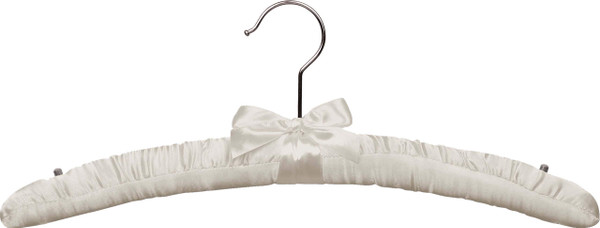 The Great American Hanger Company Ivory Satin Top Hanger, Box of 12 Padded Wood Hangers with Chrome Swivel Hook & Studs for Shoulder Straps, a Soft Choice for Delicate Garments