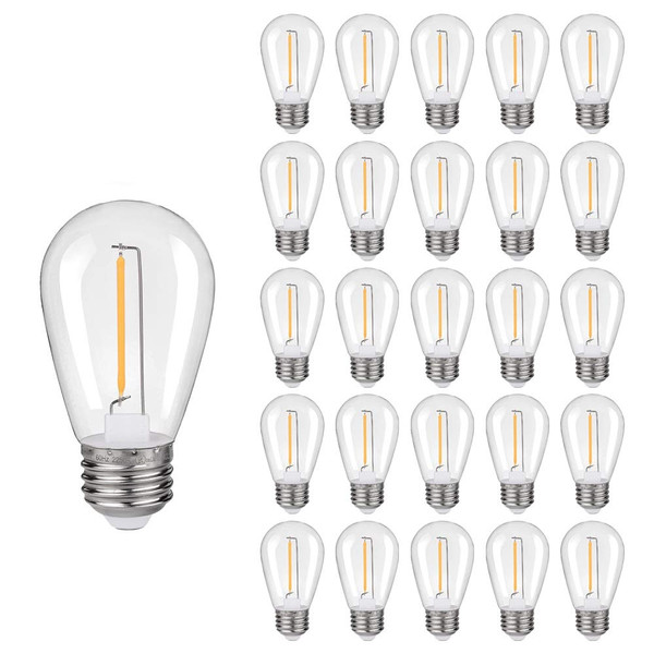 KGC 25Pack Shatterproof & Waterproof S14 Replacement LED Light Bulbs 2200K