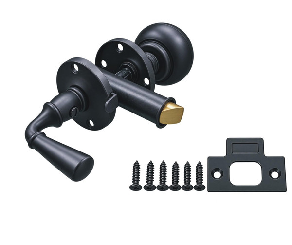 QCAA Solid Brass Storm Door Latch, Matte Black, Made in Taiwan, 1 Pack