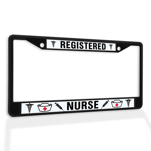 Fastasticdeals Metal Insert License Plate Frame Registered Nurse Rn C Weatherproof Car Accessories Black 2 Holes Solid Insert