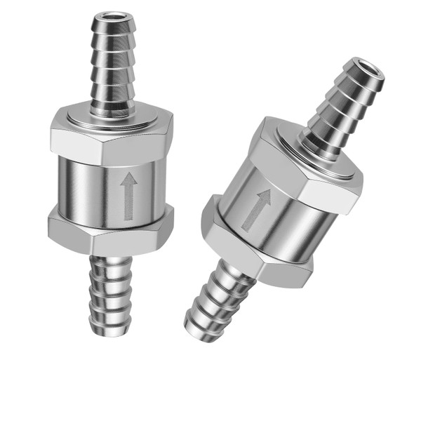 EVIL ENERGY 1/4" Fuel Check Valve One Way Inline Non Return, Silver 6mm OD
