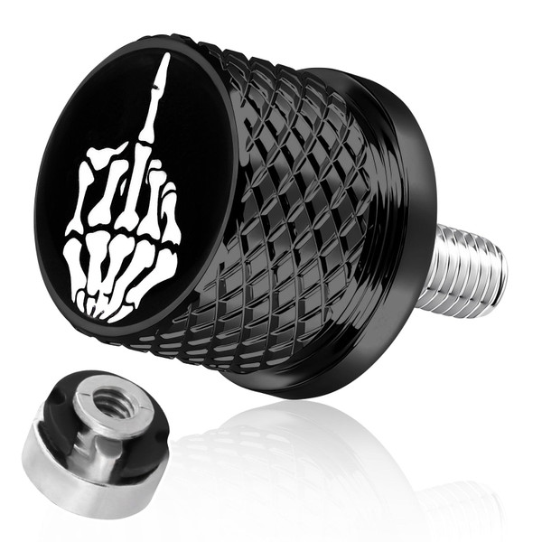 GUAIMI Fender Seat Bolt Screw Nut Kit 1/4"-20 Thread Compatible with Harley Sportster Touring Softail Dyna CVO Electra Glide Street Glide 1996-2026 - Skull Middle Finger - Black