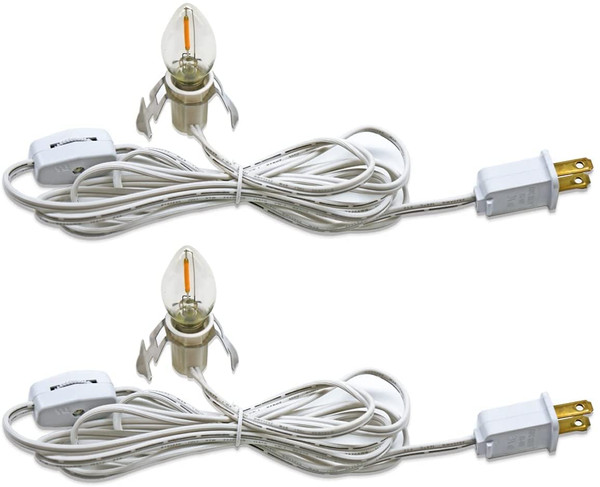 KGC 2Pack Accessory Cord with C7 Led Light Bulb Candelabra-Base E12 Socket