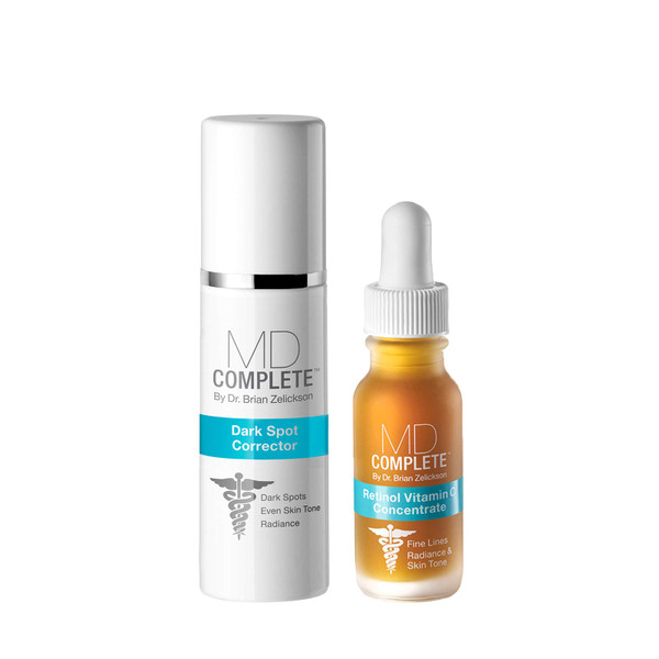 MD Complete Dark Spot Retinol Duo | Professional Dermatologist Dark Spot Correction | includes Dark Spot Corrector 1.0 fl oz and Retinol Vitamin C Concentrate Serum 0.5 fl oz| Set of Two