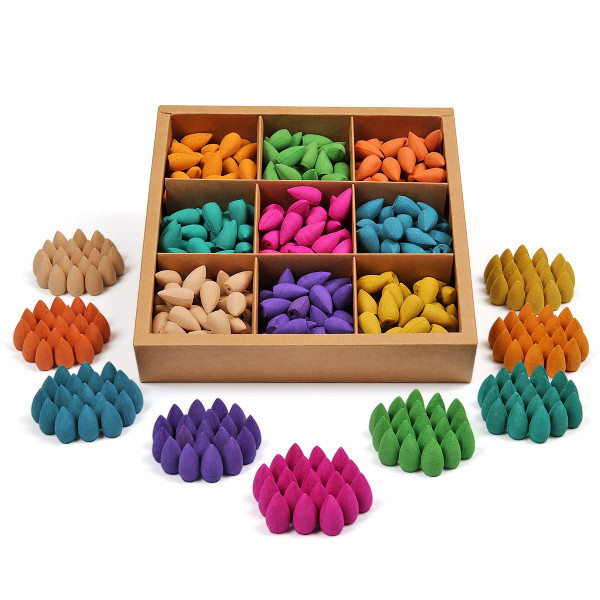 Backflow Incense Cones 360 Pcs of 100% Natural Scents Waterfall Tulip Jasmine Lavender Rose for Incense Burner Holder Natural | Meditation & Yoga Gift