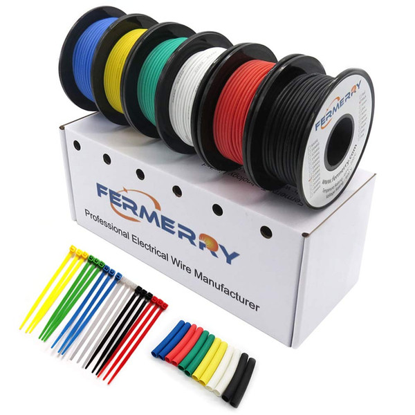 Fermerry 22 AWG Stranded Wire Spool 5ft Each 6 Colors