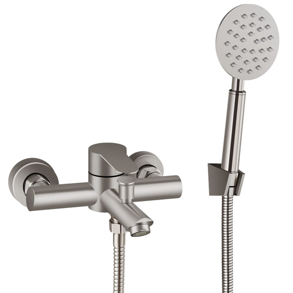 Aolemi Bathtub Faucet Wall Mount Tub Set Round Handheld Brushed Nickel