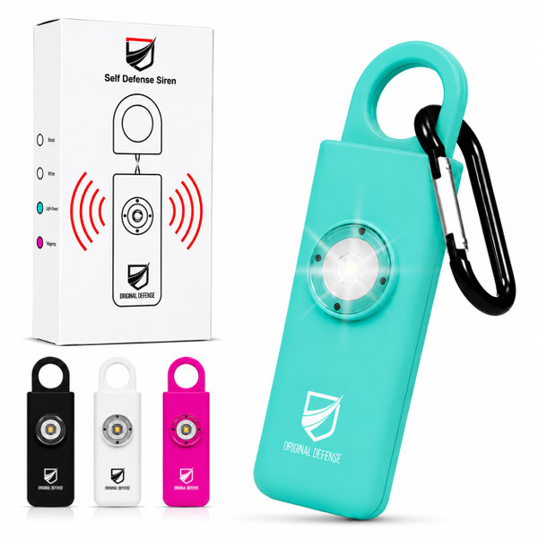 Original Defense® Siren Self-Defense Alarm - 130 dB Keychain Alarm with LED Strobe Light for Women, Children, and Elderly - Police Recommended - (Mint, 1 Count)
