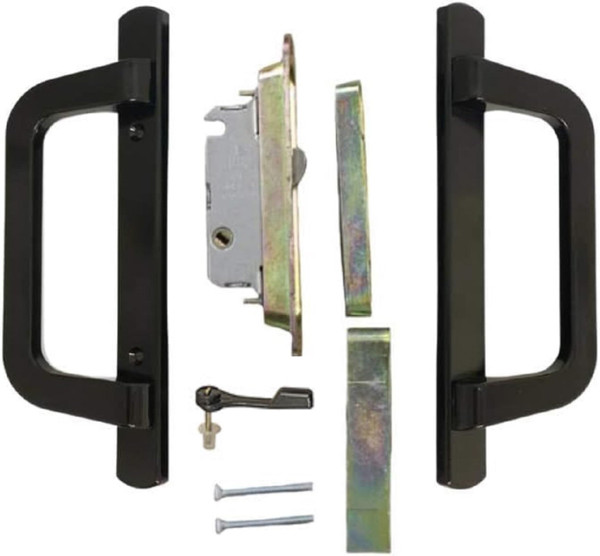 Alcan Premium PGT Door Handle Kit for Sliding Glass Door | Mortise Lock and Keeper Included | Sliding Glass Door Handle Complete Set (Bronze)