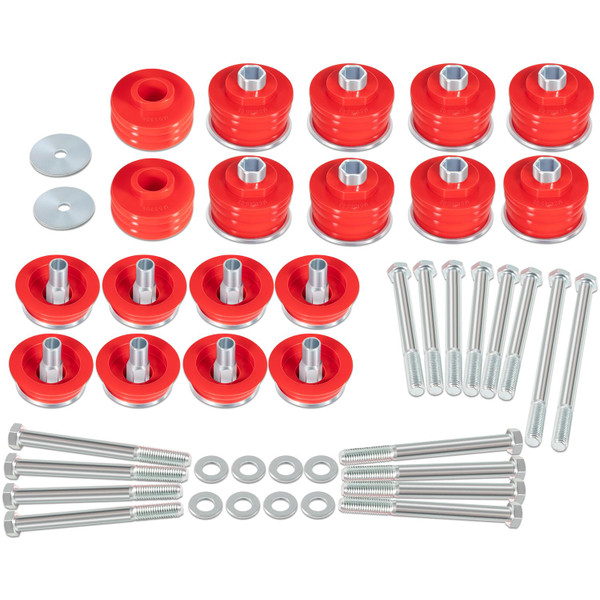 For Ford Body Mount Bushing Kit F250 F350 2008-2016 Complete 60pc Polyurethane Cab Mount Set Super Duty 2WD 4WD - KF04060BK