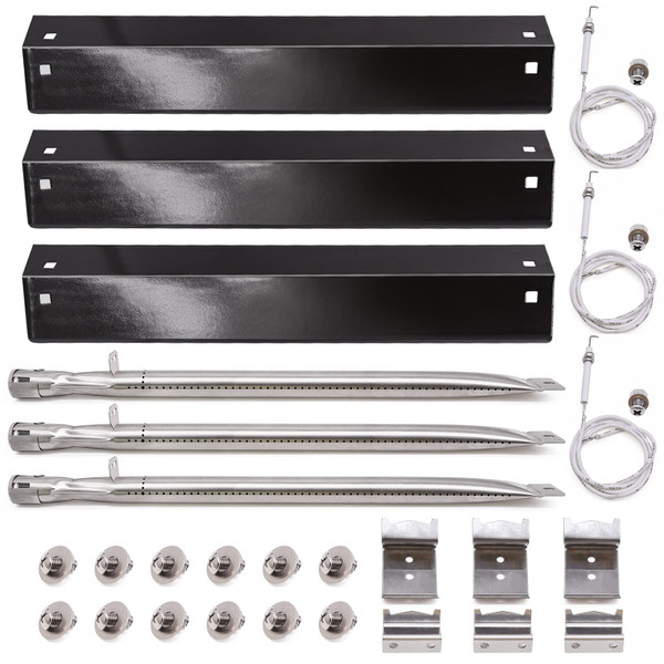 Adviace Grill Parts Kit Compatible with Chargriller 5050 3001 5650 3072 5072 3030 3008 5252 3000 Grill Replacement Parts, Flame Shields, Burner Pipes, Igniters, Burner Tube/Flare Up Shield Support Kit