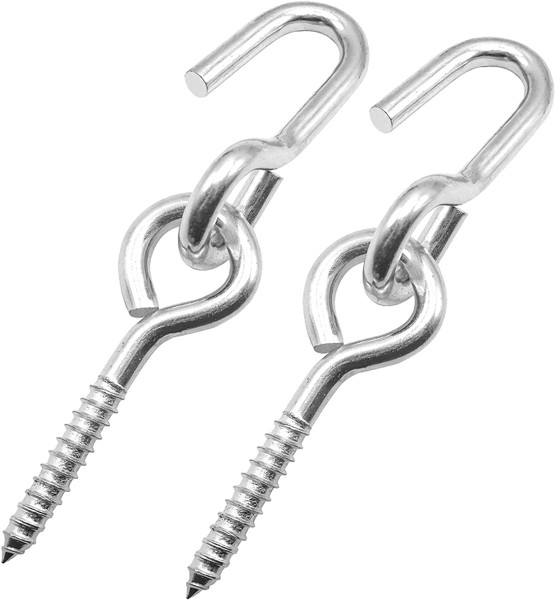 Bathonly 2 Packs Heavy Duty Hooks for Hanging, Hammock Hooks, Eye Bolt Screws, Indoor Outdoor, Load Capacity 550 LBS