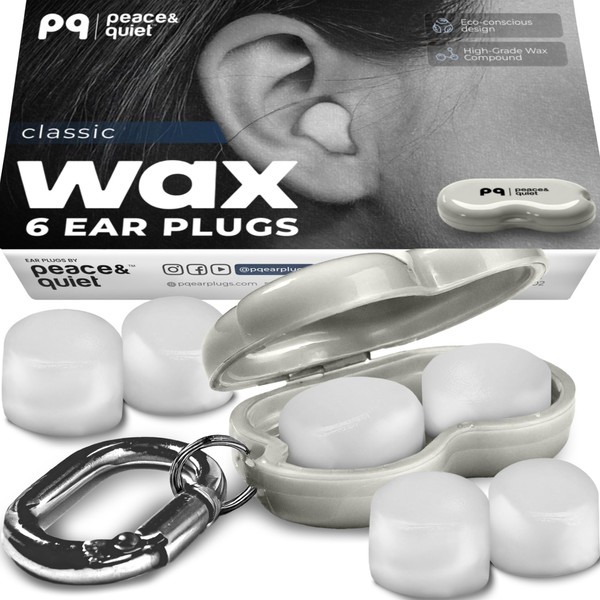 Peace&Quiet PQ Wax Ear Plugs for Sleeping and Swimming, Classic, 6 Count
