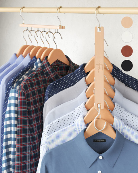 MORALVE Space Saving Hangers for Closet – 4 Pack European Beechwood
