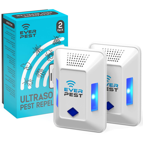Ultrasonic Pest Repeller Plug in - 2 Pack Device to Control Repels Cockroach Cricket Bug Flea Fruit Flies Deterrent, Ultrasound Insect Mice Roach Rat Scorpion Bat Squirrel Rodent Spider Wasp